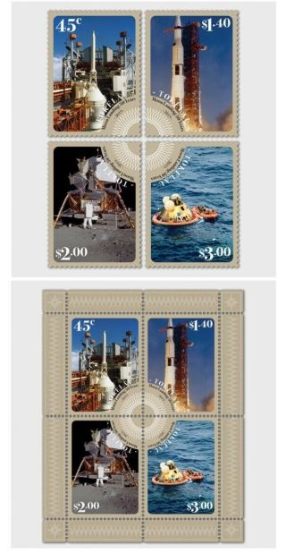 Tokelau Zealand 2019 50 Years First Moon Landing 1969 Armstrong Apollo Ms4v,  4v