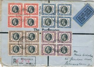 1935 Silver Jubilee South West Africa Set In Blocks Of 4 On Large Part Cover