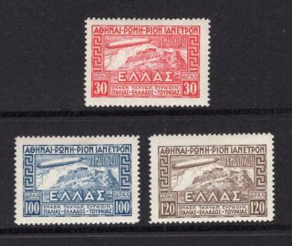 Greece 1933 Complete Zeppelin Set - Og Mh - Sc C5 - C7 Cats $118.  00