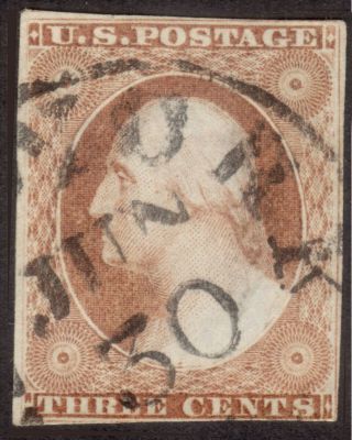 Us Stamp: 11 Plated 89l4,  1857 Deep Yellowish Brown,  Ex.  Amonette,  Scarce
