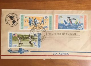 India Hockey Olympics: Dominican Rep - 1960 16c,  2c On First Day Cover