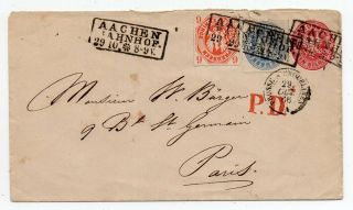1866 Germany Prussia To France Cover,  Aachen Railway Cancel