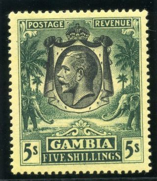 Gambia 1922 Kgv 5s Green/yellow Mlh.  Sg 121.  Sc 124.