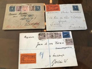 3 Old Rare Portugal Colonial Covers Lourenço Marques To Budapest Lille & Berlin