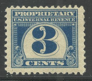 Us Revenue Proprietary Tax Stamp Scott Rb67 - 3 Cent Issue - Mh - 2