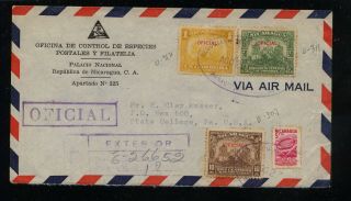 Nicaragua Official Stamps On Registered Cover To Us 1953 Kel09131