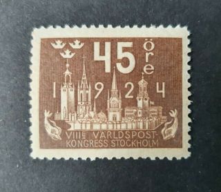 1924 Sweden Sverige Schweden Upu 45 Ore Vf Mlh B300.  17 Start 0.  99$