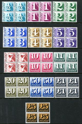 Sg D77 - 89 ½d - £5 Set Of 13 Values In Blocks Of 4 Unmounted V80568