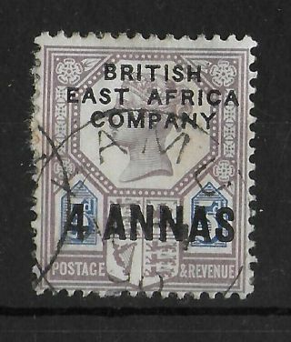 British East Africa 1890 4a On 5d Dull Purple & Blue Sg 3 Cv £325