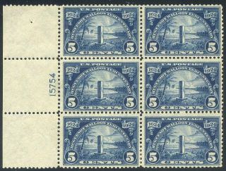 U.  S.  616 Plate Block - 1924 5c Huguneot - Walloon ($250)