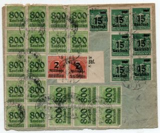 1920´s Germany To Denmark Cover,  32 Scarce Stamps,  Inflation Period