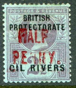 Nigeria (oil Rivers) 1893 Surcharge Type 4 ½d/2½d Sg 13 Hinged (cat.  £425)