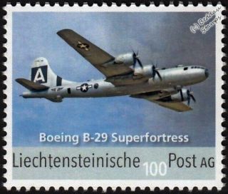 Wwii Usaf Boeing B - 29 Superfortress Bomber Aircraft Stamp (2017 Leichtenstein)