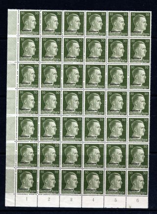 Germany Occupied Russia Ostland Sc N24 Stamps Block Of 42 Hitler 1941 - 43 Id 2249