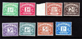 D1 - D8 1914 - 22 Postage Due Set M/mint (707)