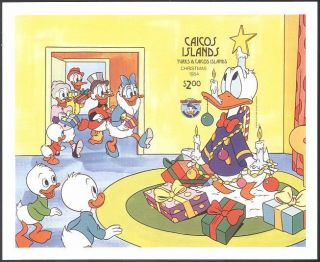 Turks & Caicos 1984 Disney/donald Duck/christmas/xmas/cartoons Imperf M/s D00280