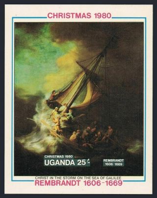 Uganda 309,  Mnh.  Mi Bl.  24.  Christmas 1980.  Christ In The Storm On Sea Of Galilee.