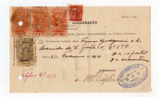 Macau: 1944 Fiscal Document With Assistencia Macau Stamps (c45654)