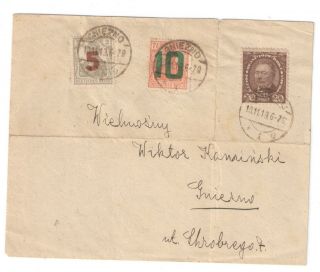 Poland 1919 Cover With Germany Overprint 2/5,  10/71/2,  20 From Gniezno To Town