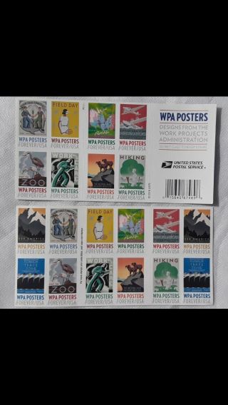 200 Usps Forever Postage Stamps - Wpa Posters (10 Books Of 20)
