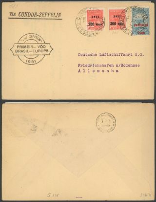 Brazil 1931 - Zeppelin Flight Air Mail Cover To Germany E119