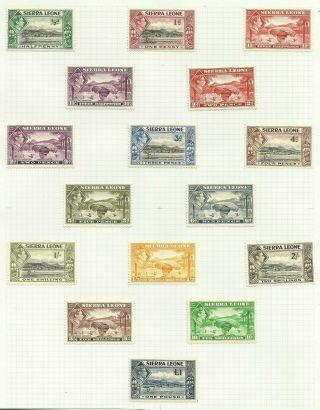 Sierra Leone 1938 Set Of 16 Hinged To Page,  Sg 188 - 200 Mounted.  {c/p 78}