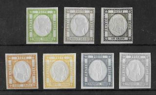 Naples Italian States 1861 Lh Set Of 7 Stamps Sass 17 - 19 & 22 - 24 Cv €2000