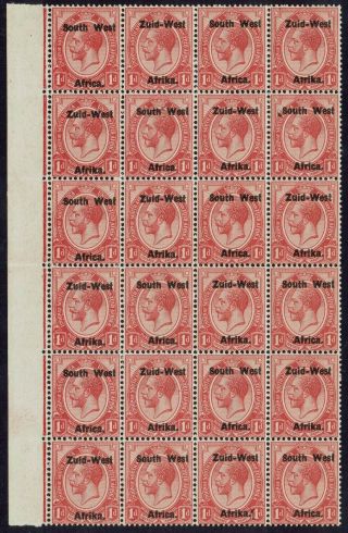 South West Africa 1923 Kgv 1d Block Setting I Mnh