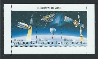 1991 Sweden Europa - Space Booklet Pane Mnh (scott 1893a)