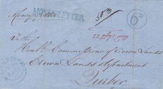 Canada 1853 Double Rate Money Letter Berthier En Haut To Quebec 6d Rate
