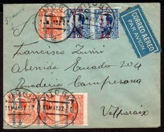 Spain To Chile Air Mail Cover 1932 Vitoria - Valparaiso