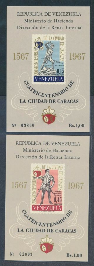 Venezuela 1967 400th Anniv Caracas Set Of 2 Souvenir Sheets Nh