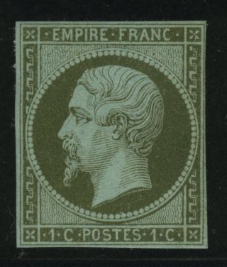 France Yvt 11 Sc 12 Mh Napoleon Iii 1c Olive Green - Was Stuck To 1862 Album
