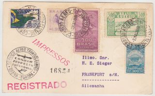 Brazil 1936 (2.  5. ) Zeppelin Cover Rio To Germany Franking Lz 127 Sieger 348