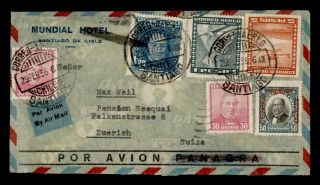 Dr Who 1936 Chile Santiago Airmail To Switzerland Hotel Advertising E69705