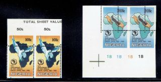 Nigeria,  Postal Union,  Mnh Quartblock Error Misperf.  Stamps,  Lot No.  40