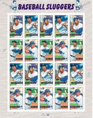 Baseball Sluggers 4080 - 4083 Sheet Mnh (lot S 90)