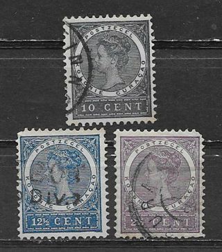 Curacao,  Netherlands Antilles,  1904/08,  Set Of 3,  Perf,