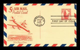 Dr Jim Stamps Us Air Mail 5c Eagle First Day Postal Card Minneapolis
