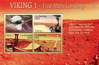 Nasa Viking 1 Mars Lander Spacecraft Exploration Space Stamp Sheet (2006 Gambia)