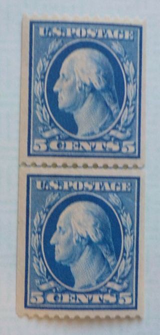 Us Scott 347 1909 Blue Washington 5 Cent Pair Ph Stamp - Pse Certificate