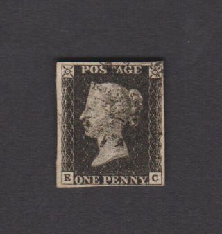 Gb Qv 1840 1d Black Stamp,  Plate 6,  With Red Mx Cancel Sg Spec As41,  Scarce