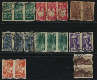 Union Of South Africa 1942 Small War Bilingual Pairs & Trips Complete Set 1746
