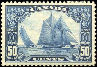 Canada 158 Og Hr 1929 King George V Scroll 50c Dark Blue Bluenose