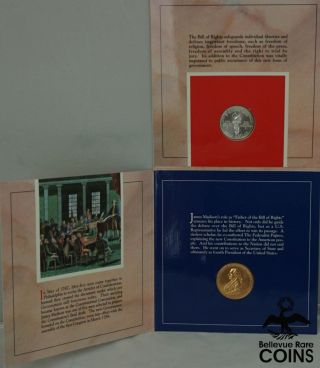 1993 The Bill Of Rights Comm.  Silver (90) Half Dollar & James Madison Medal