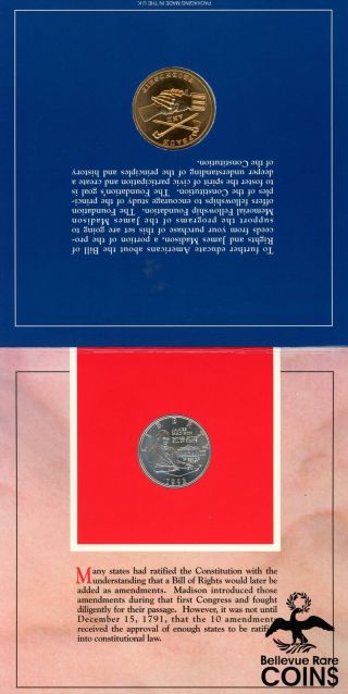 1993 The Bill of Rights Comm.  Silver (90) Half Dollar & James Madison Medal 2