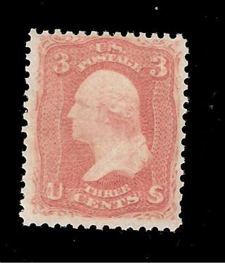 Us 1861 Sc 65 Rose 3¢ Washington - Nh Og Scarce (no Published Value On Nh)