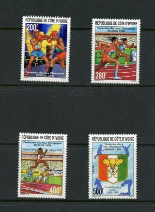 T746 Ivory Coast 1996 Olympics Boxing 4v.  Mnh