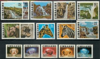 Zimbabwe 1980 Animals Gems Waterfalls Definitives Set (no 11c) Mnh