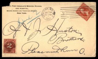 Mayfairstamps Us 1901 York To Pleasant Run Oh 2c Postage Due Medical School